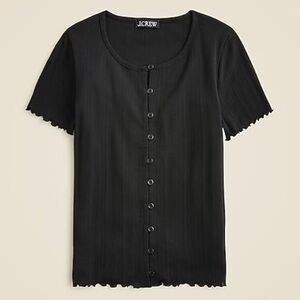 J. Crew Pointelle short-sleeve knit cardigan in Black - Size M